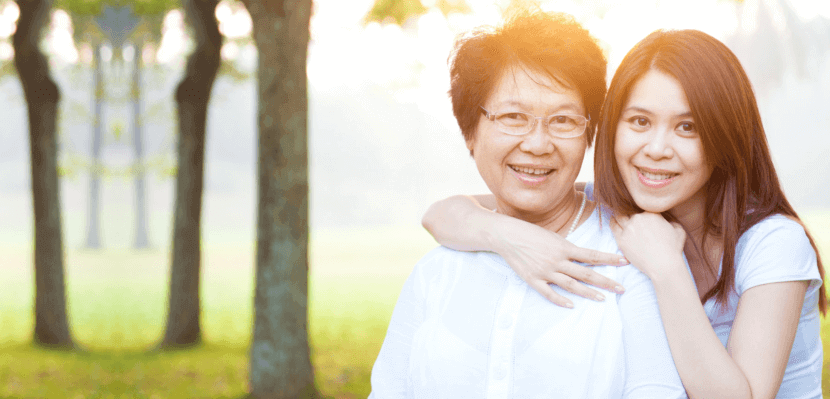 Portrait of asian elderly woman and caregiver